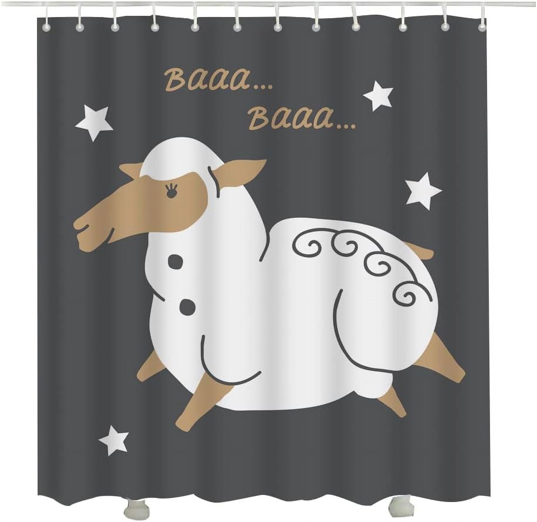 SPXUBZ Baby Sheep Shower Curtains for Bathroom 72X72 Inches,Cute White