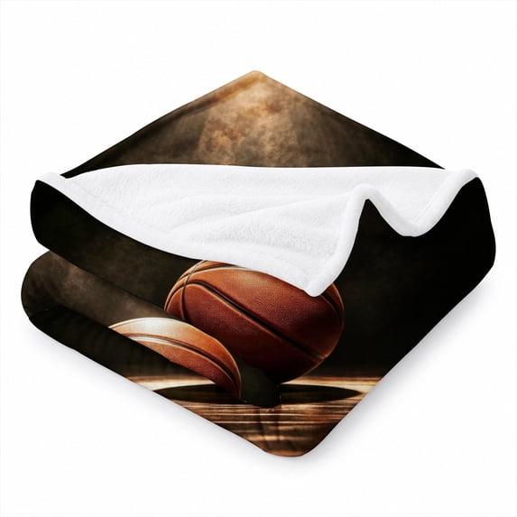 SPXUBZ Basketball Spotlight Sports Artwork Flannel Throw Blanket Soft Warm Cozy Fleece Blanket for Kids Boys Bedroom Couch Decor