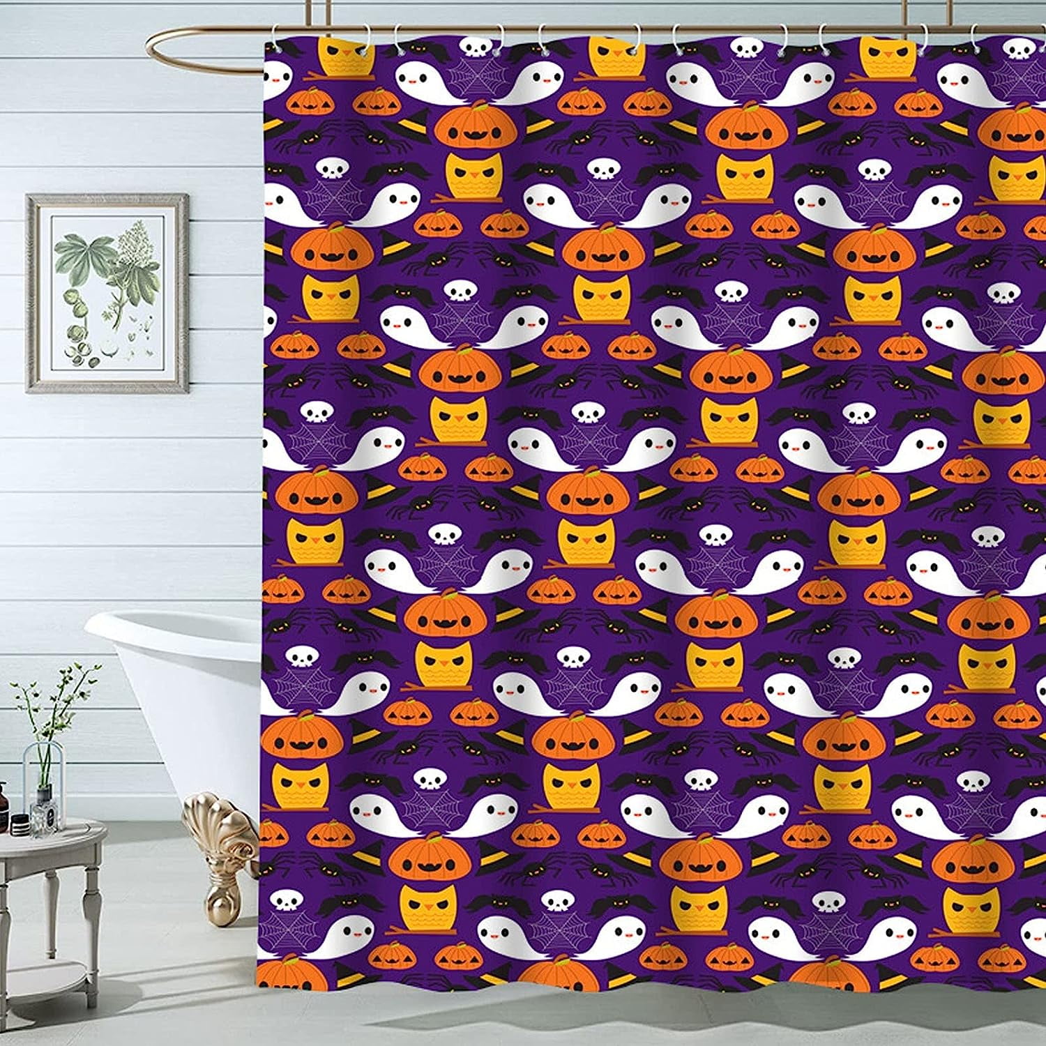 SPXUBZ Bathroom Curtains Shower Pumpkin Mid Century Shower Curtain with