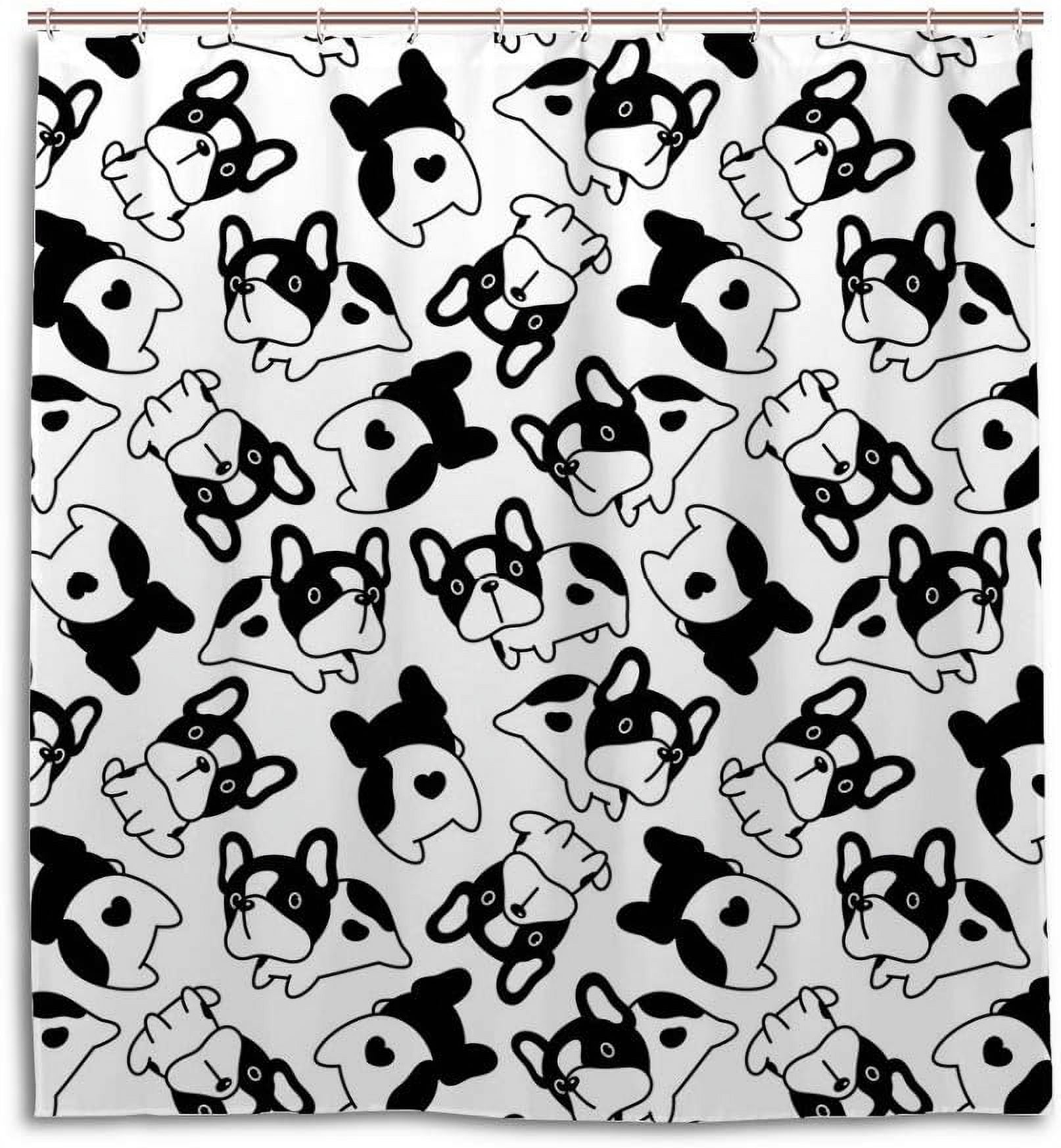 SPXUBZ Bathroom Shower Curtain 72x72 Inch with 12 Hooks Dog French
