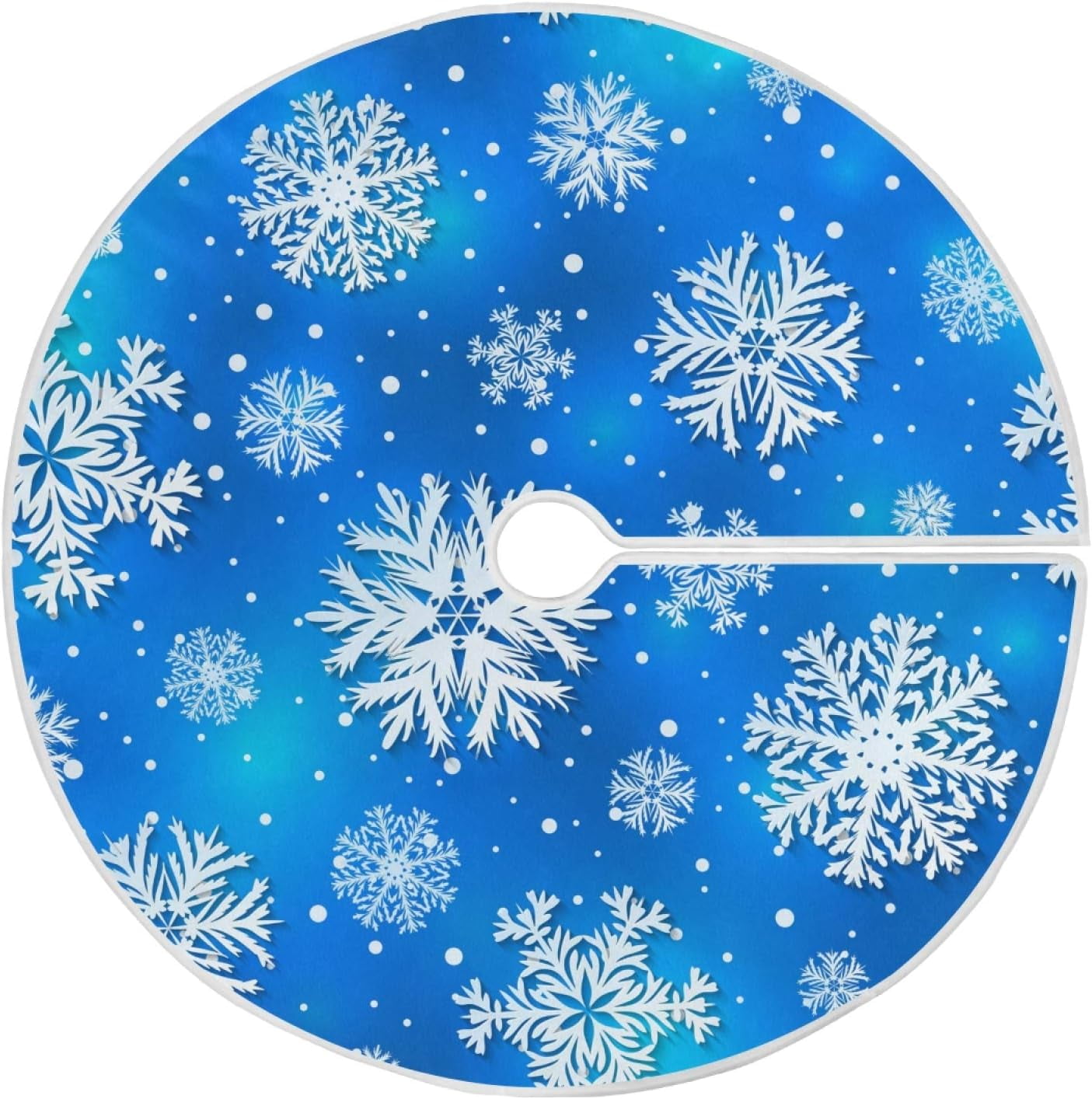 SPXUBZ Beautiful Winter Snowflakes Christmas Tree Skirt Snow Large Xmas
