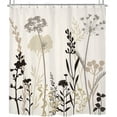 thumbnail image 1 of SPXUBZ Beige Floral Dandelion Shower Curtain 72Wx72H Inch with 12 Plastic Hooks Decor, 1 of 7