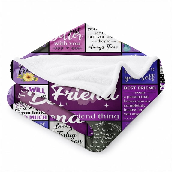 SPXUBZ Best Friend Inspirational Quotes Grid Flannel Throw Blanket Cozy Soft Warm Fleece Blanket Bestie Birthday Gift Bed Couch