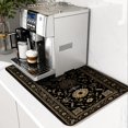 thumbnail image 1 of SPXUBZ Black Floral Coffee Mat, Coffee Bar Mat, Super Absorbent Kitchen Counter Drying Mat, Non Slip Coffee Maker Pad, Quick Dry Dish Drying Mat, Countertop Protector, 1 of 5