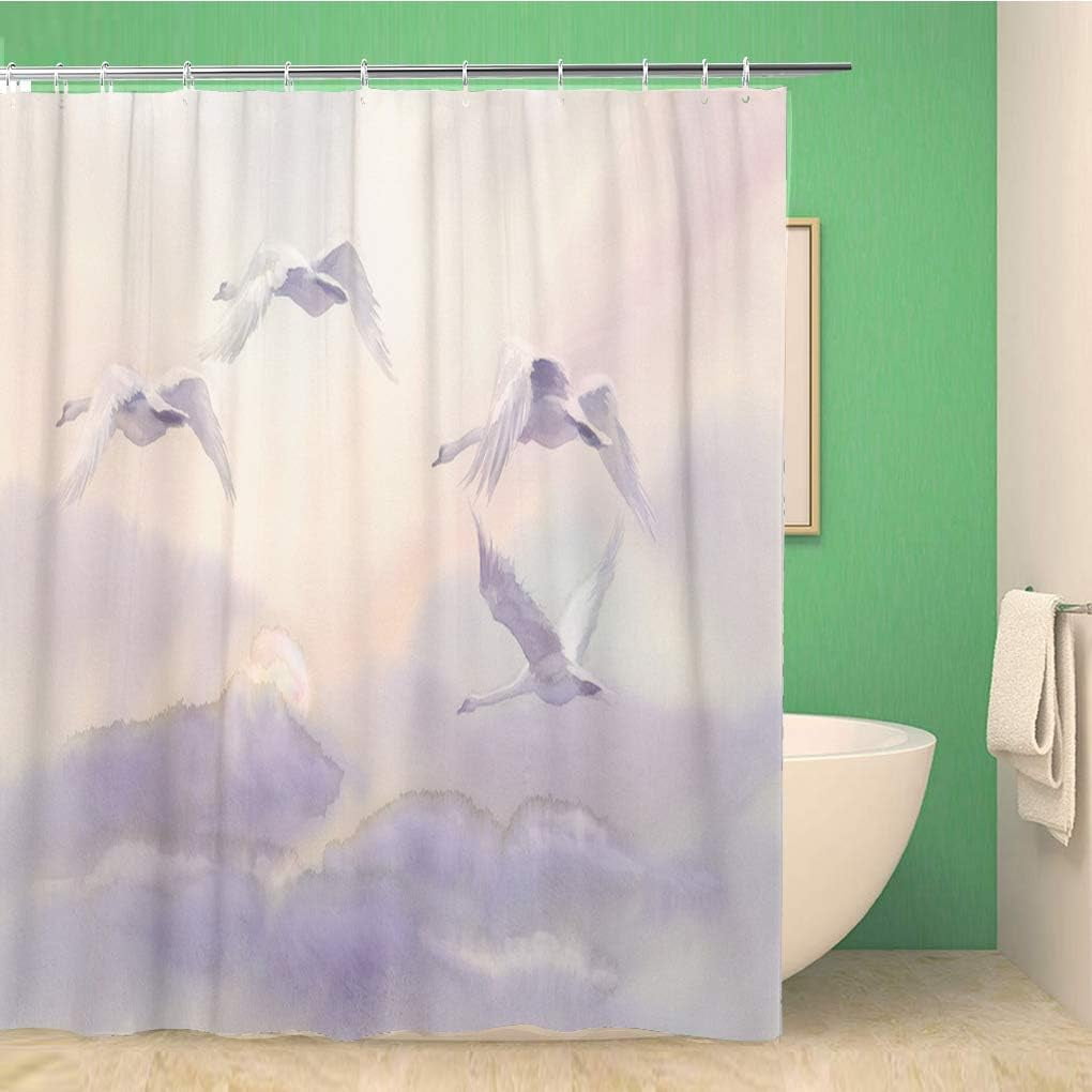 SPXUBZ Blue Abstract Flying Swans Watercolor Landscape Animal Artist spxubz-blue-abstract-flying-swans-watercolor-landscape-animal-artist