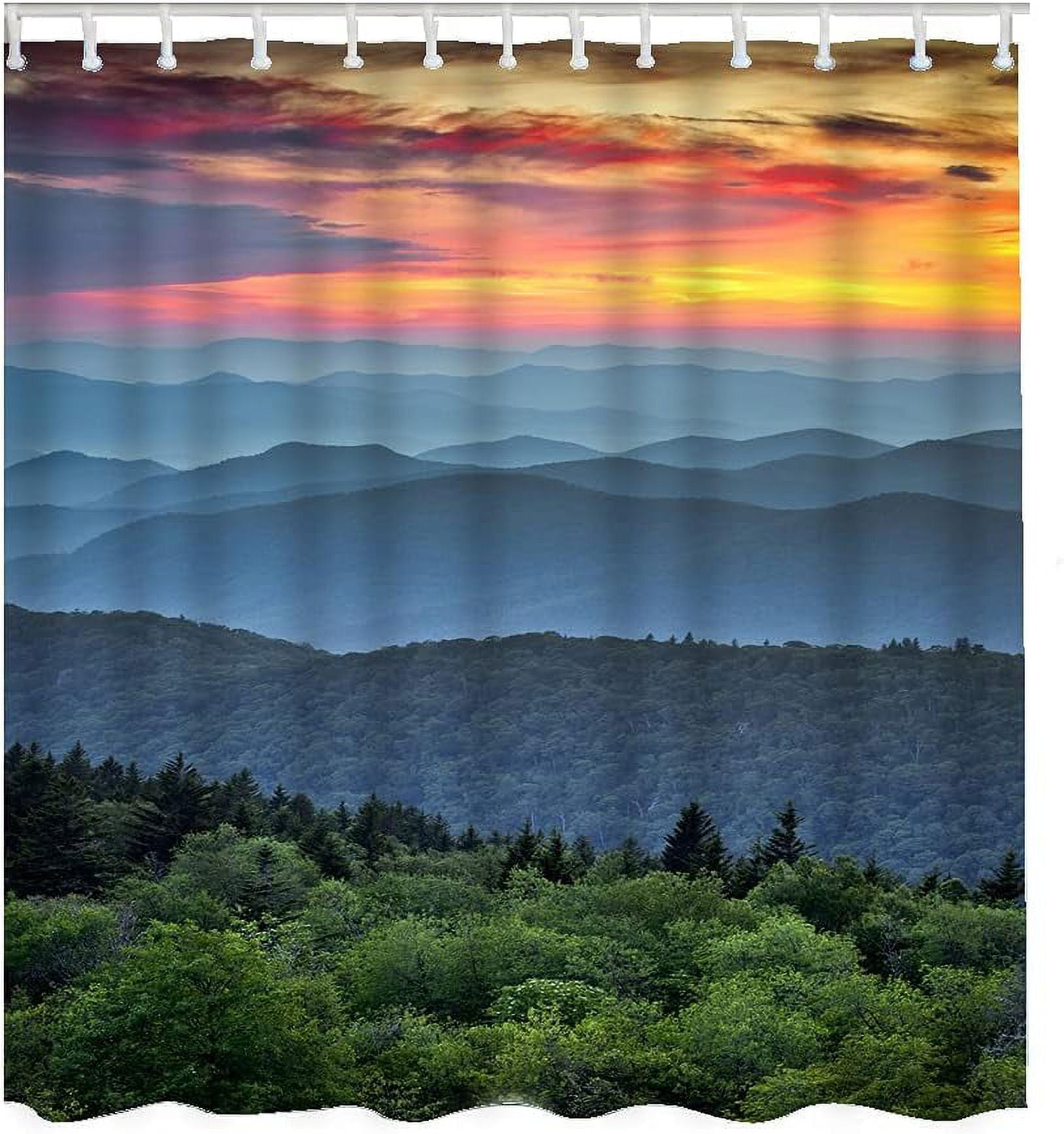 SPXUBZ Blue Ridge Parkway Shower Curtain Scenic Landscape Appalachian