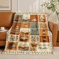 thumbnail image 1 of SPXUBZ Books Coffee Butterfly Botanical Grid Pattern Flannel Throw Blanket Soft Warm Cozy Fleece Blanket Gift for Book Lovers Bed, 1 of 3