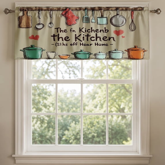 SPXUBZ Cartoon Kitchen Window Valance Cute Kitchen Curtain Valance Rod Pocket Home Decor