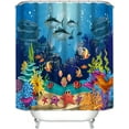 thumbnail image 1 of SPXUBZ Cartoon Tropical Fish Shower Curtain for Bathroom and Bathtubs, Blue Ocean Theme Waterproof Kids Bathroom Shower Curtain Thickening Washable Shower Curtain, 72" x 72" 12 Hooks Included, 1 of 5