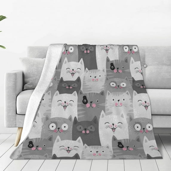 SPXUBZ Cat Blankets Super Soft Blanket Pet Bed Sofa Blanket Funny Cat Gifts for Sofa Bedding Kids Adults (50" X 60")