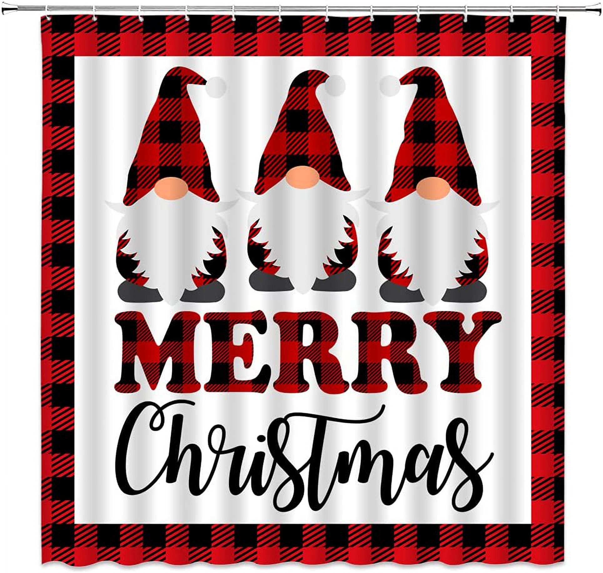 SPXUBZ Christmas Gnome Shower Curtain Merry Christmas Cute Gnomes