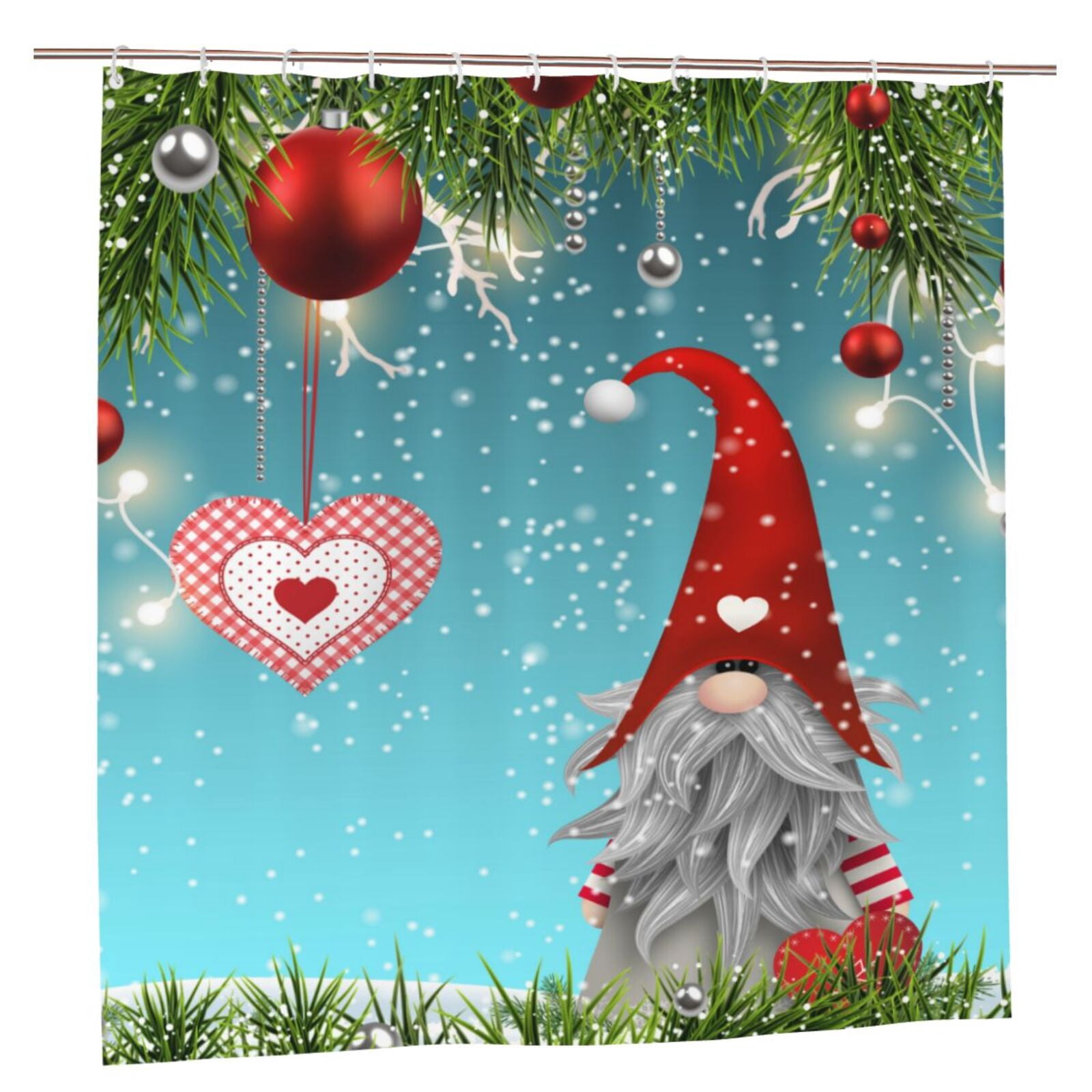SPXUBZ Christmas Gnomes Shower Curtain Xmas Cute Gnome Rustic Fabric ...