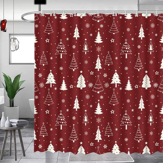 SPXUBZ Christmas Shower Curtain Christmas Tree Shower Curtains for