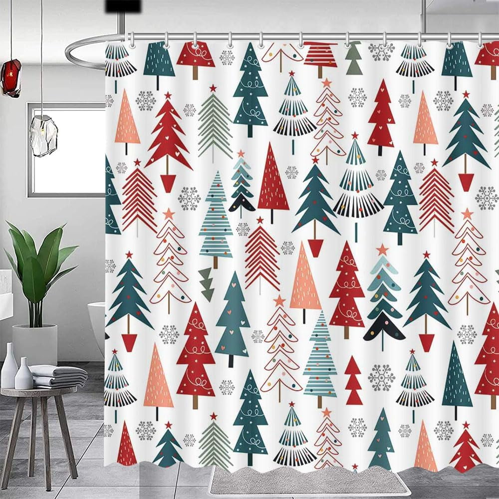 SPXUBZ Christmas Shower Curtains for Bathroom Christmas Tree Shower
