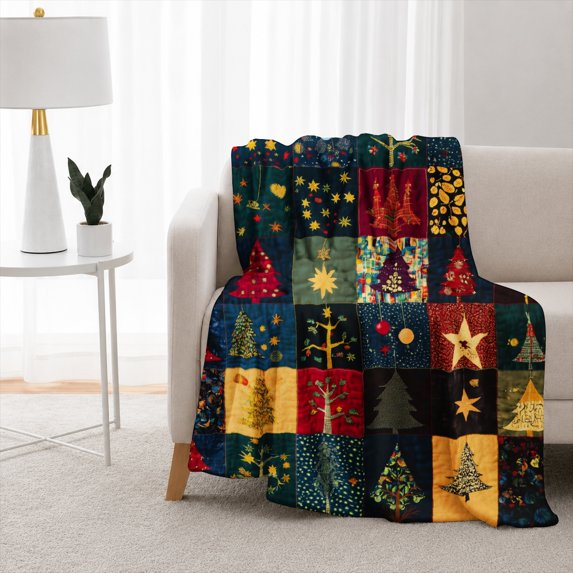 SPXUBZ Christmas Tree Pattern Flannel Blanket Soft Plush Throw Blanket Holiday Decor Cozy Warm Lightweight Blanket for Sofa Bedroom 60"x50"