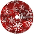 thumbnail image 1 of SPXUBZ Christmas Tree Skirt Red Snowflakes Large Xmas Decorations Burlap Red Stitch Tree Skirt for 4 ft Tree 36 inch, 1 of 5