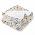 Seeshell Pattern SPXUBZ Coastal Flannel Throw Blanket, Seashell Starfish and Ocean ...