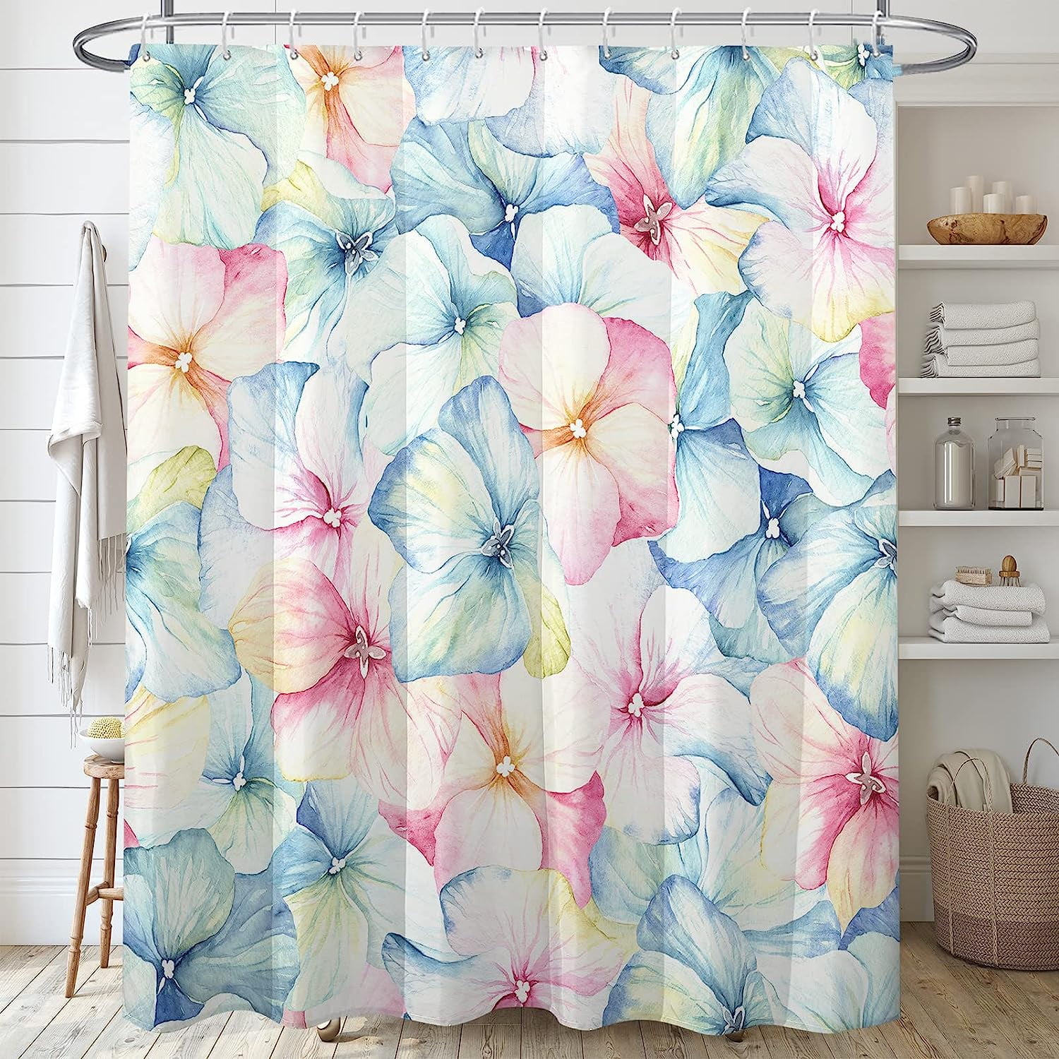 SPXUBZ Coloful Floral Shower Curtain,Teal and Blush Shower Curtains