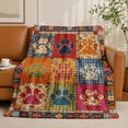thumbnail image 1 of SPXUBZ Colorful Dog Paw Prints Patchwork Plaid Grid Flannel Throw Blanket Soft Warm Cozy Fleece Blanket for Dog Lovers Bed Couch, 1 of 3