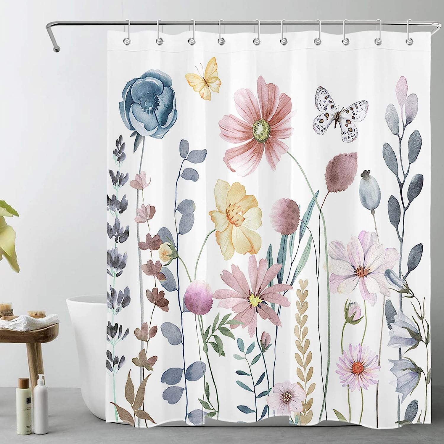 SPXUBZ Colorful Floral Shower Curtain Pink and Orange Flowers Bathroom