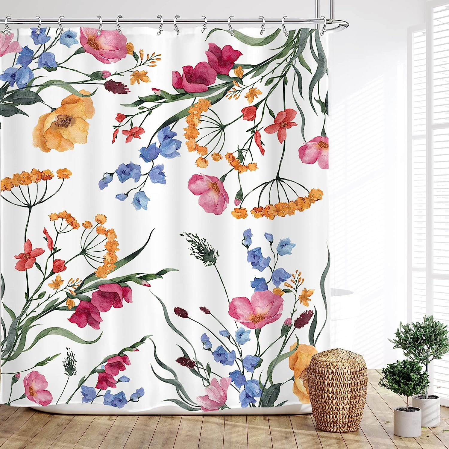 SPXUBZ Colorful Floral Shower Curtain Wildflower Multicolor Plants