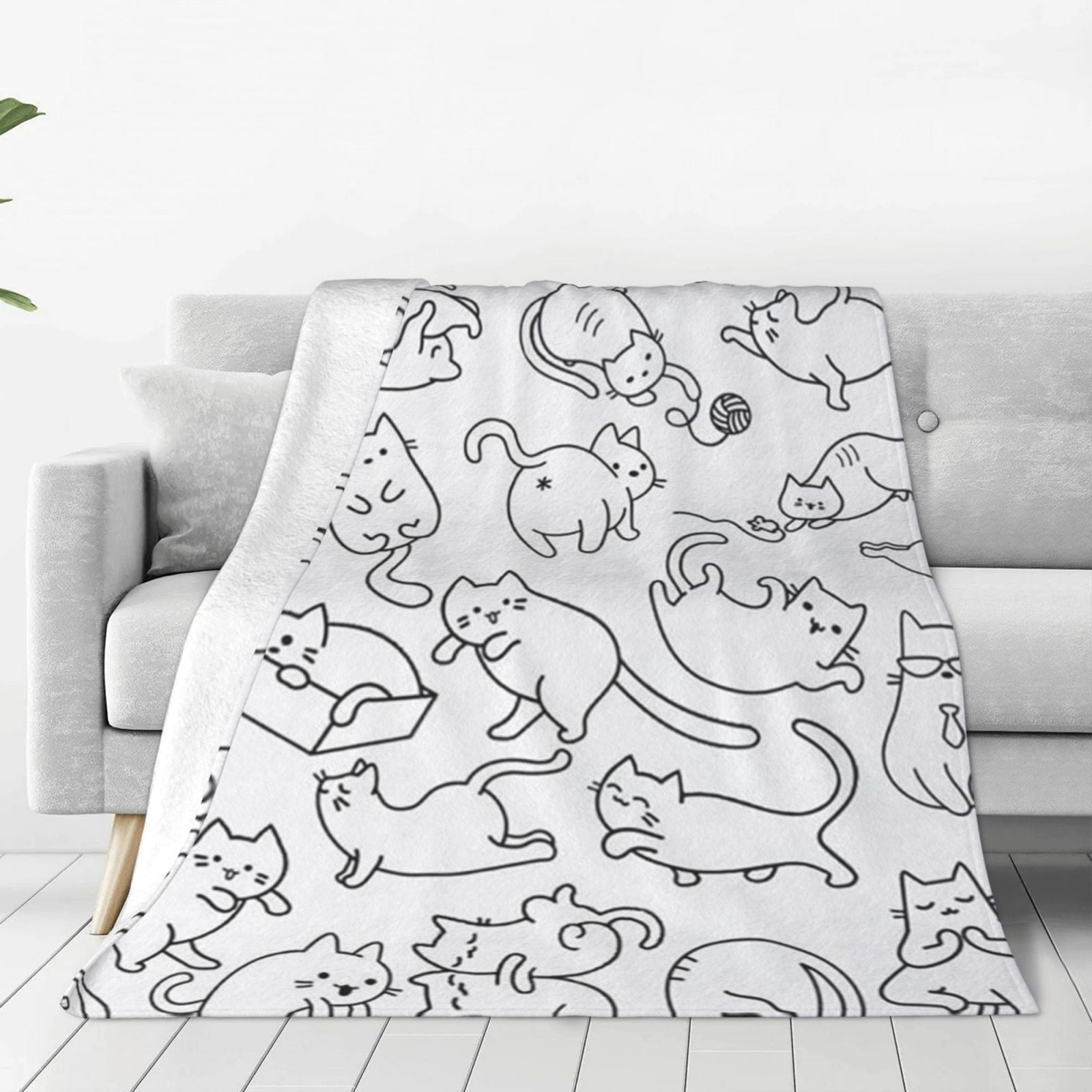 SPXUBZ Cute Cat Blanket Kawaii Flannel Throw Blanket for Cat Lovers Kids Adults Gifts All Season 50"X60"