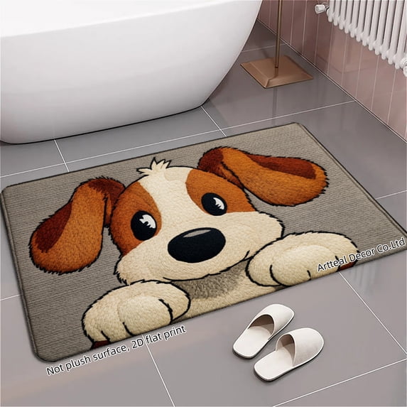 SPXUBZ Cute Dog Face Print Non Slip Kitchen Mats Bathroom Rugs Floor Mats for Floor 31.5x20 inch