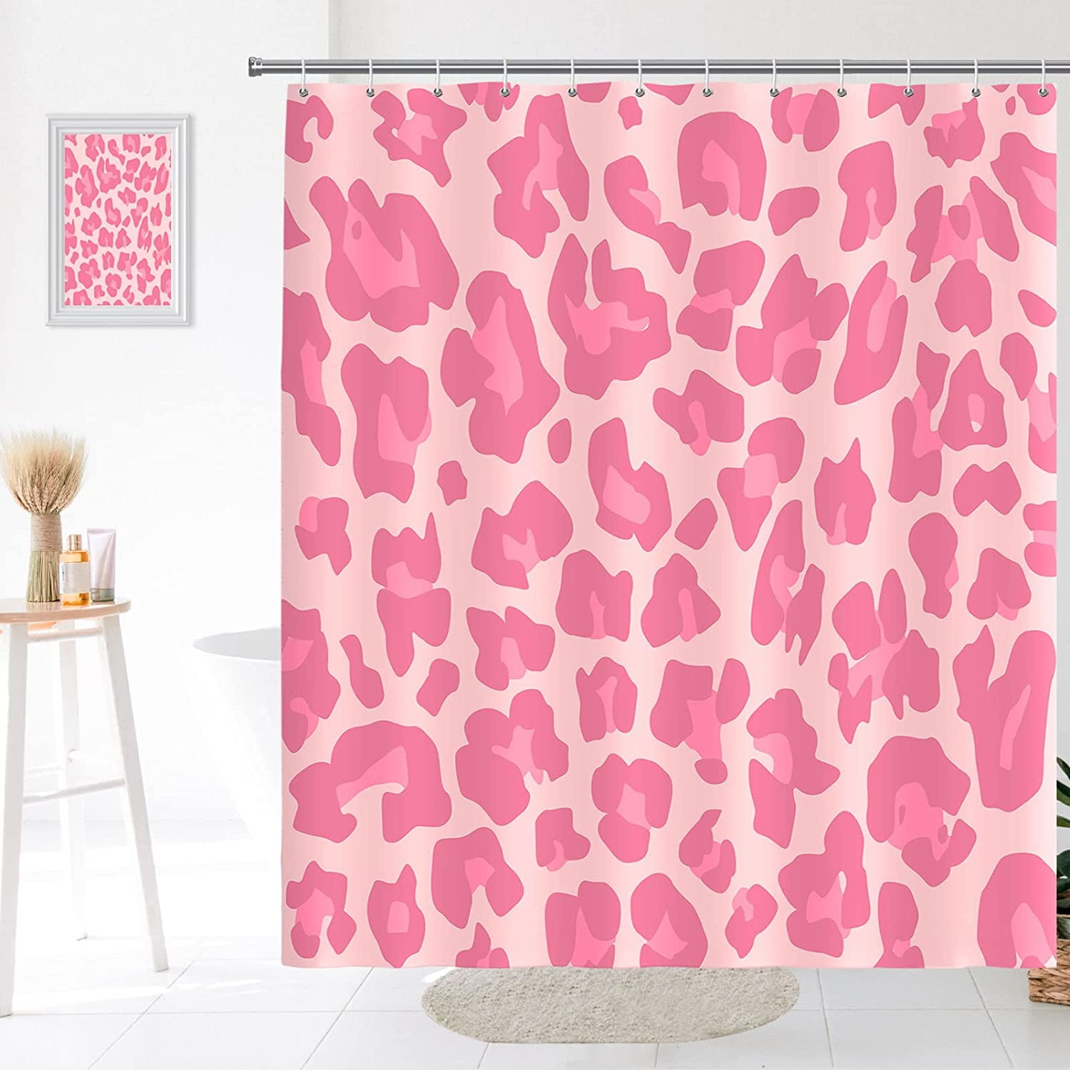 SPXUBZ Cute Leopard Shower Curtain Pink Modern Simple Home Tub Bathroom