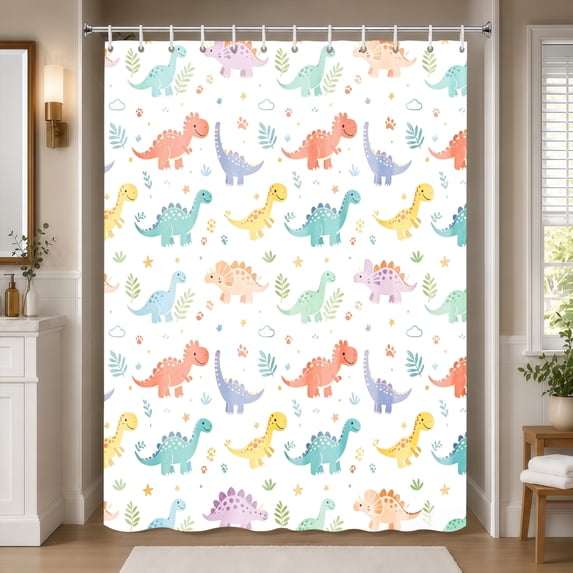 SPXUBZ Cute Pastel Dinosaurs Shower Curtain Kids Cute Dino Seamless ...