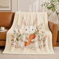 thumbnail image 1 of SPXUBZ Cute White Bunny Holding Carrot Botanical Art Flannel Throw Blanket Soft Warm Cozy Fleece Blanket for Kids Girls Bed Couch, 1 of 3