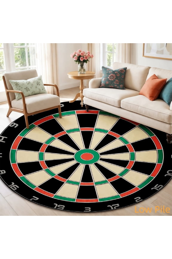 Dartboard Dart Board Game Sports Theme Round Area Rug, Soft Velvet Circle Carpet Non-Slip Floor Mat for Living Room Bedroom Home Decor