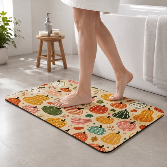SPXUBZ Diatomaceous Earth Bath Mat Autumn Pumpkins Pattern Fall ...