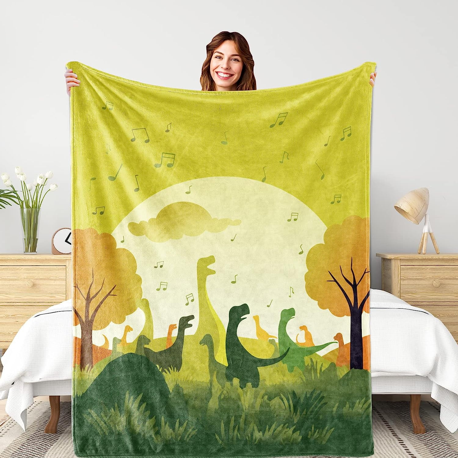 SPXUBZ Dinosaur Blanket Fluffy Cute Dinosaur Blankets & Throws Dinosaur