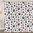 thumbnail image 1 of SPXUBZ Dog and Cat Paw Shower Curtain Pet Lovers Cute Puppy Kitten Cat Animal Foot Print Red Love Heart Geometric Abstract Animal Boy Girl 72x72 Inches Hooks Included Red Black, 1 of 5