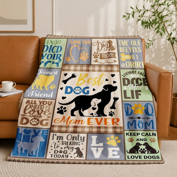SPXUBZ Dog Lover Flannel Fleece Blanket, Cute Pet Quote Throw Blanket, Soft Cozy Warm Blanket for Bedroom Sofa Home Decor 60"x50"