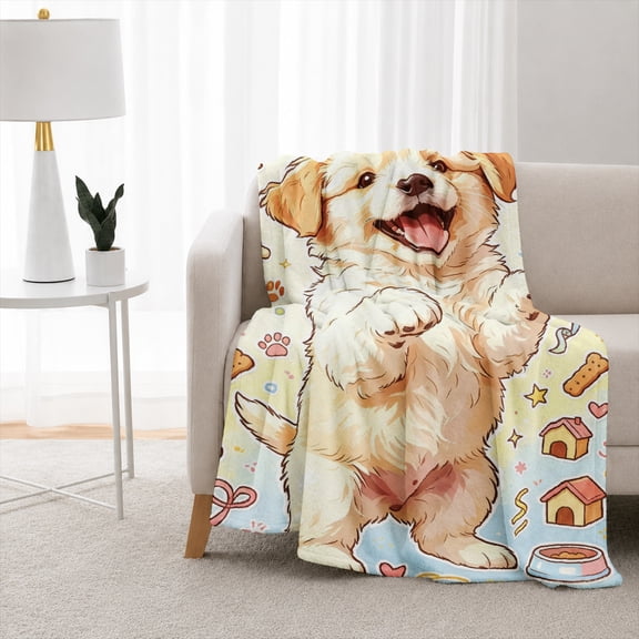 SPXUBZ Dog Pattern Throw Blanket 50x60 Inch, Cute Pet Design Soft Fleece Blanket, Cozy Animal Lover Home Decor Blanket for Sofa Bed 50"x40"