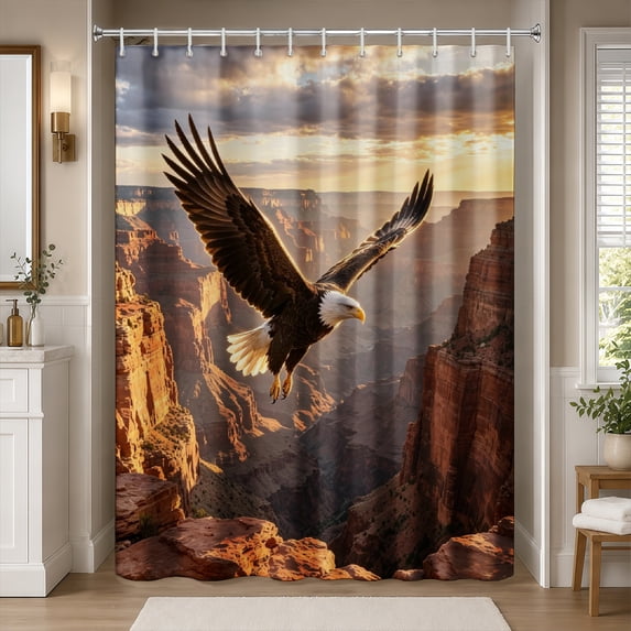 SPXUBZ Eagle Wildlife Shower Curtain 72 x 72 Inch, Southwest Bathroom Decor Curtain, Canyon Mountain Animal Design, Waterproof Decorative Bath Curtain