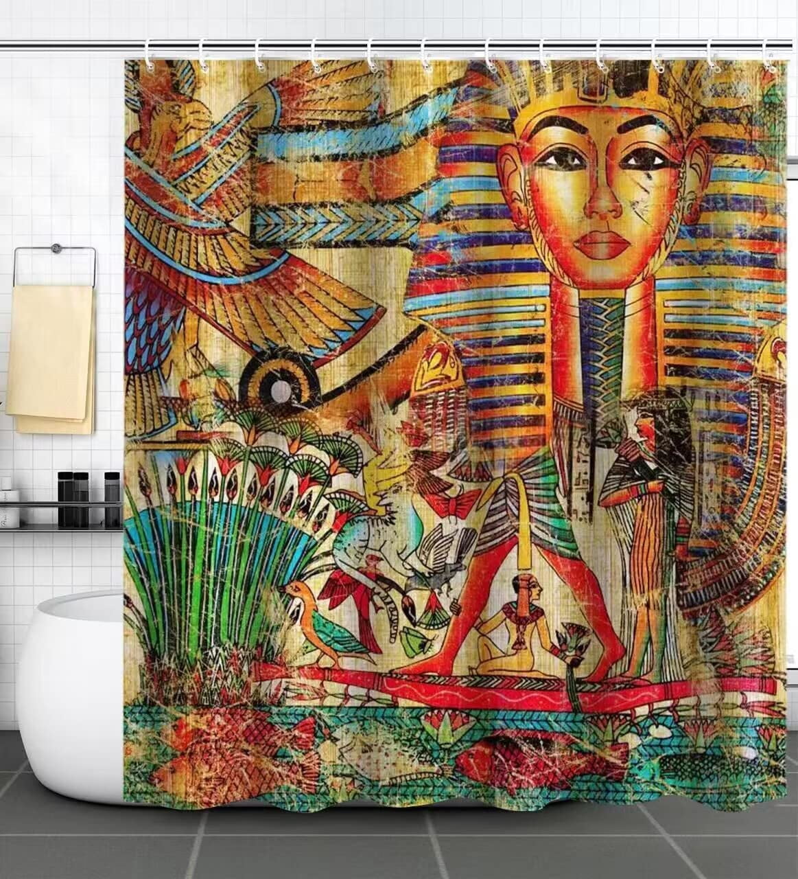 SPXUBZ Egypt Pharaoh Shower Curtain Retro Ancient Egypt Painting for Kids Adults Polyester
