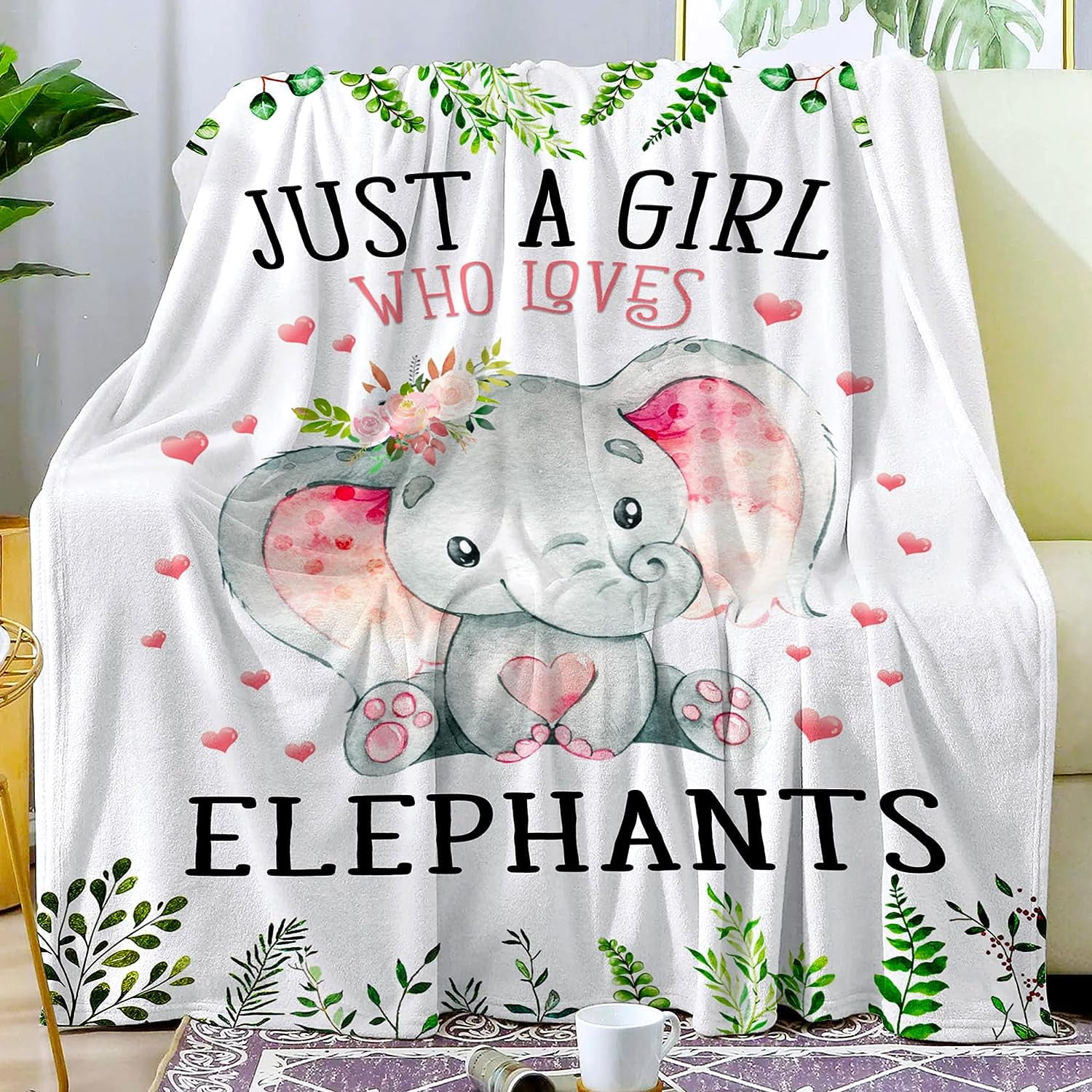 SPXUBZ Elephant Blanket Soft Flannel Throw Blanket Just A Girl Who