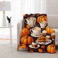 thumbnail image 1 of SPXUBZ Fall Flannel Fleece Blanket, Soft Throw Blanket with Pumpkin Coffee Pattern, Cozy Warm Blanket for Sofa Bed Bedroom Home Decor 80"x60", 1 of 5