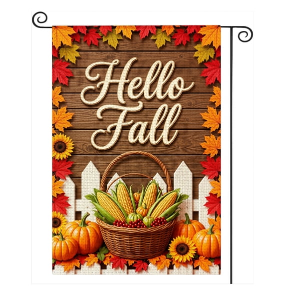 SPXUBZ Fall Pumpkin Garden Flag 12x18 Inch, Autumn Harvest Outdoor Decorative Flag, Double Sided Yard Lawn Patio Seasonal Decor