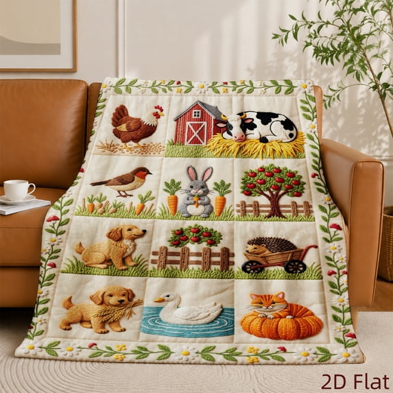 SPXUBZ Farm Animal Flannel Fleece Blanket, Cute Barnyard Pattern Throw Blanket, Soft Cozy Warm Blanket for Kids Bedroom Sofa Couch Home Decor