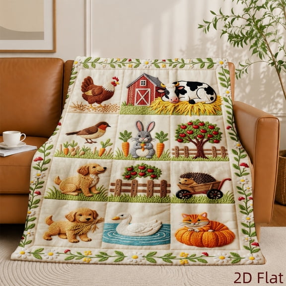 SPXUBZ Farm Animal Flannel Fleece Blanket, Cute Barnyard Pattern Throw Blanket, Soft Cozy Warm Blanket for Kids Bedroom Sofa Couch Home Decor