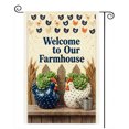 thumbnail image 1 of SPXUBZ Farmhouse Garden Flag 12x18 Inch, Welcome To Our Farmhouse Linen Yard Flag with Rustic Floral Basket Design, Double Sided Outdoor Decorative Flag for Front Yard Garden Porch Decor, 1 of 5