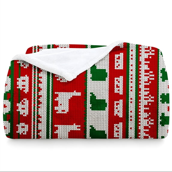 SPXUBZ Festive Christmas Fair Isle Sweater Pattern Flannel Throw Blanket Soft Warm Cozy Fleece Blanket Holiday Decor Bed Couch