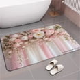 thumbnail image 1 of SPXUBZ Floral Pink Stripes And Blossoms Non Slip Kitchen Mats Bathroom Rugs Floor Mats for Floor 24x16 inch, 1 of 5