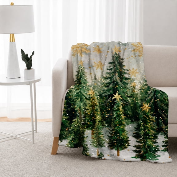 SPXUBZ Forest Tree Throw Blanket 50x60 Inch, Nature Landscape Design Soft Fleece Blanket, Cozy Outdoor Style Home Decor 60"x50"
