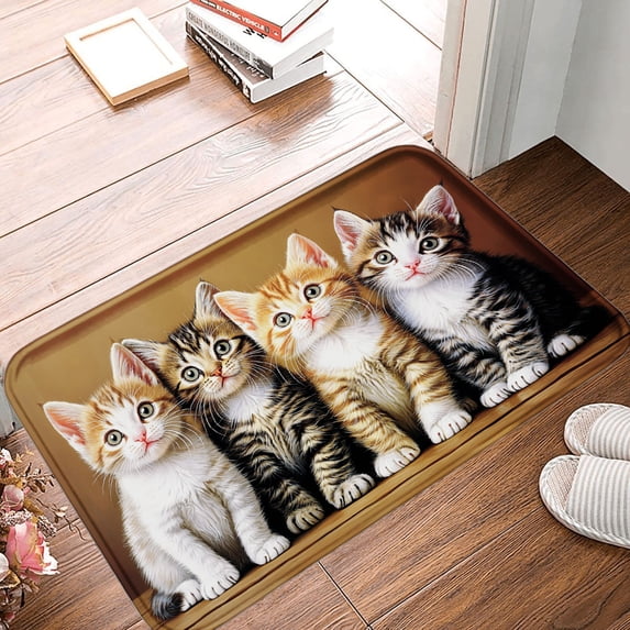 SPXUBZ Four Cute Kittens Sitting Together Non Slip Kitchen Mats Bathroom Rugs Floor Mats for Floor 24x16 inch