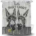 thumbnail image 1 of SPXUBZ Funny Donkey Shower Curtains, Farmhouse Black and White Farm Animal Fabric Shower Curtains Set, with 12 Hooks 72X72inches, 1 of 6