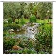 thumbnail image 1 of SPXUBZ Garden Landscape Shower Curtain Spring Summer Nature Plants Colorful Floral Rustic Scenery Country Flower Bathroom Decor Polyester Fabric Curtains Set with Hooks 72 x 72 in, 1 of 5